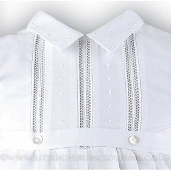 White Short Sleeved Boys Christening Romper by Sarah Louise Style 209SZ