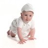 White Short Sleeved Boys Christening Romper by Sarah Louise Style 209SZ