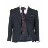 Boys Black 5Pc Communion/Page Boy Suit with Burgundy Hankerchief, Cravat & Waistcoat Style 514