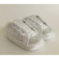 Couche Tot White Christening/Special Occasions Diamonds Schoes Style 314119