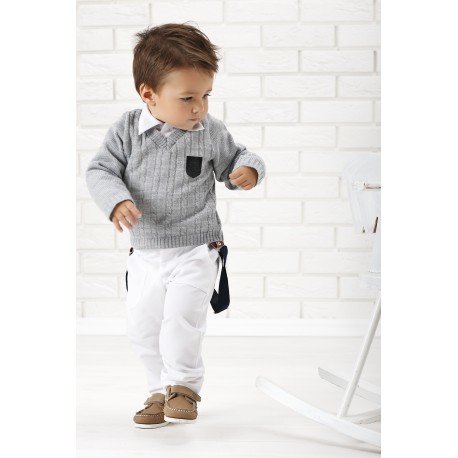 Stylish Boys Gray/White Special Occasions Outfit Style WA011
