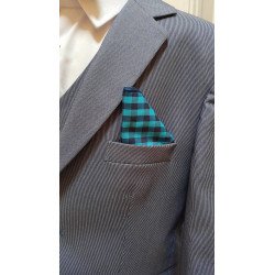  Turquoise Checkered Bow Tie and Handkerchiefs Style MC 115