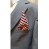 Checkered Navy/White/Red Bow Tie and Handkerchiefs Style MC 104