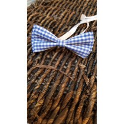 Checkered White/Blue Bow Tie and Handkerchiefs Style MC 00