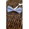 Checkered White/Blue Bow Tie and Handkerchiefs Style MC 00