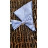 Checkered White/Blue Bow Tie and Handkerchiefs Style MC 00