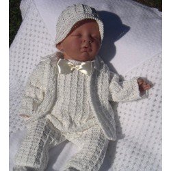Baby Boys Crochet Ivory Christening Set Style Caillou