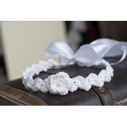 Lovely Handmade Crochet First Communion Headpiece with Pearls