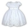 Sarah Louise White Bead and Flower Christening/Special Occasion Dress Style 070012B