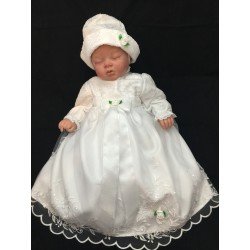 Baby Girls White Christening/Baptism Dress with Bonnet Style PCH-35