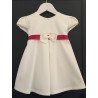 Cream Special Occasion Dress with Burgundy Sash style Dalia