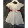 Cream Special Occasion Dress with Burgundy Sash style Dalia