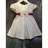 Cream Special Occasion Dress with Burgundy Sash style Dalia