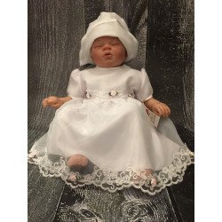 Pretty  Christening /Special Occasion Dress with Lace and Roses style Tina