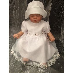 Pretty  Christening /Special Occasion Dress with Lace and Roses style Tina