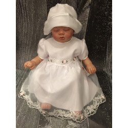 Pretty  Christening /Special Occasion Dress with Lace and Roses style Tina