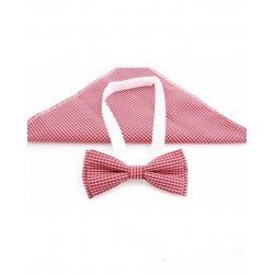 Checkered Red/White Bow Tie and Handkerchiefs Style MC 107