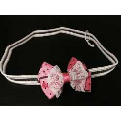 Lovely Pink Polka Dots Bow Handmade Headband op110