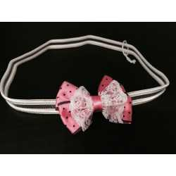 Lovely Pink Polka Dots Bow Handmade Headband op110