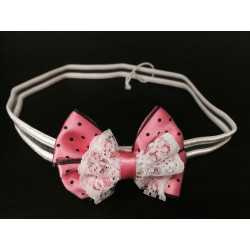 Lovely Pink Polka Dots Bow Handmade Headband op110