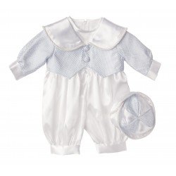 Boys Christening Romper in Blue style Blue Pattern 