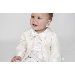 Boys Vivaki Diamond Christening Romper in Ivory CR03