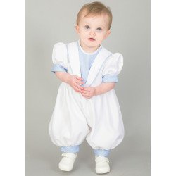 Christening Romper White/Blue br21