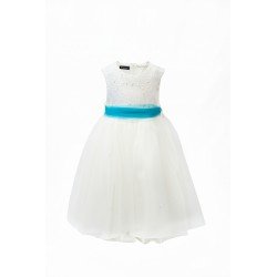 Ivory / Turquoise Flower Girl / Special Occasions Dress Style 354