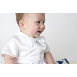 Boys Vivaki Diamond Christening Romper in White CR05