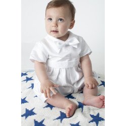 Boys Vivaki Diamond Christening Romper in White CR05