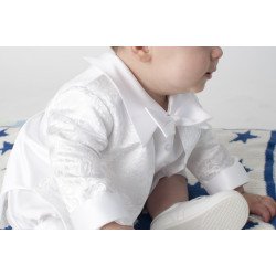 Boys Vivaki White Christening Romper Style CR04