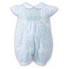 Sarah Louise Baby Girls Ivory & Blue Flower Romper Style  010740