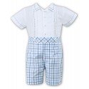Sarah Louise 2 Piece Set White & Blue & Navy Christening / Special Occasions Boy Outfit Style 010707
