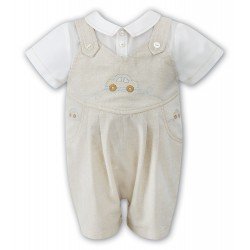 Sarah Louise Baby Boy Ivory & Beige Special Occasion Romper Style 010703
