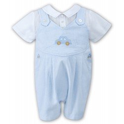 Sarah Louise Baby Boy Blue & White Special Occasion Romper Style 010703