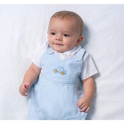 Sarah Louise Baby Boy Blue & White Special Occasion Romper Style 010703