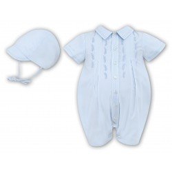 Sarah Louise Special Occasion Romper with Bonnet in Blue Style 010693