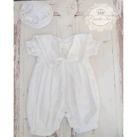 Baby Boy White Christening Romper  style CHR502 