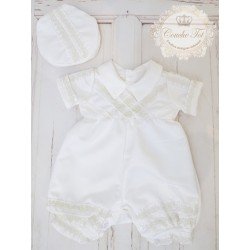 Ivory Vintage Style Embroidered Christening Romper style 14085